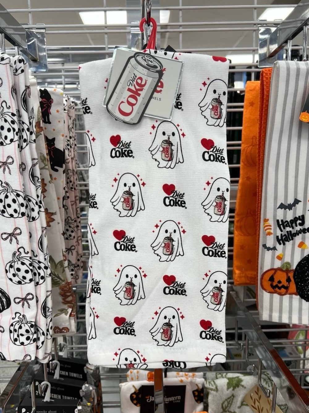 Coca Cola White & Red Ghost Diet Coke Kitchen Towel